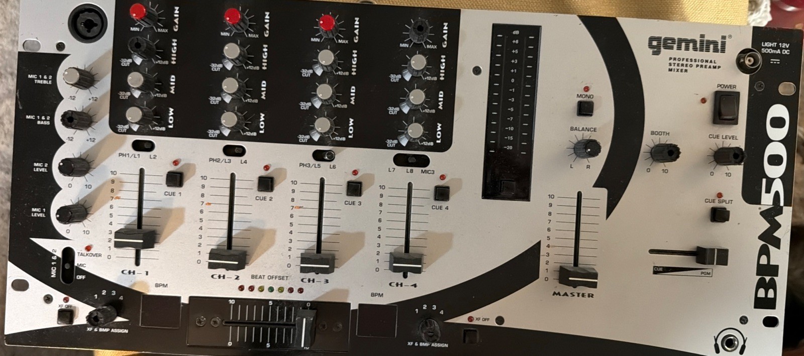 Gemini BPM500 Professional Stereo Preamp Mixer (Working)