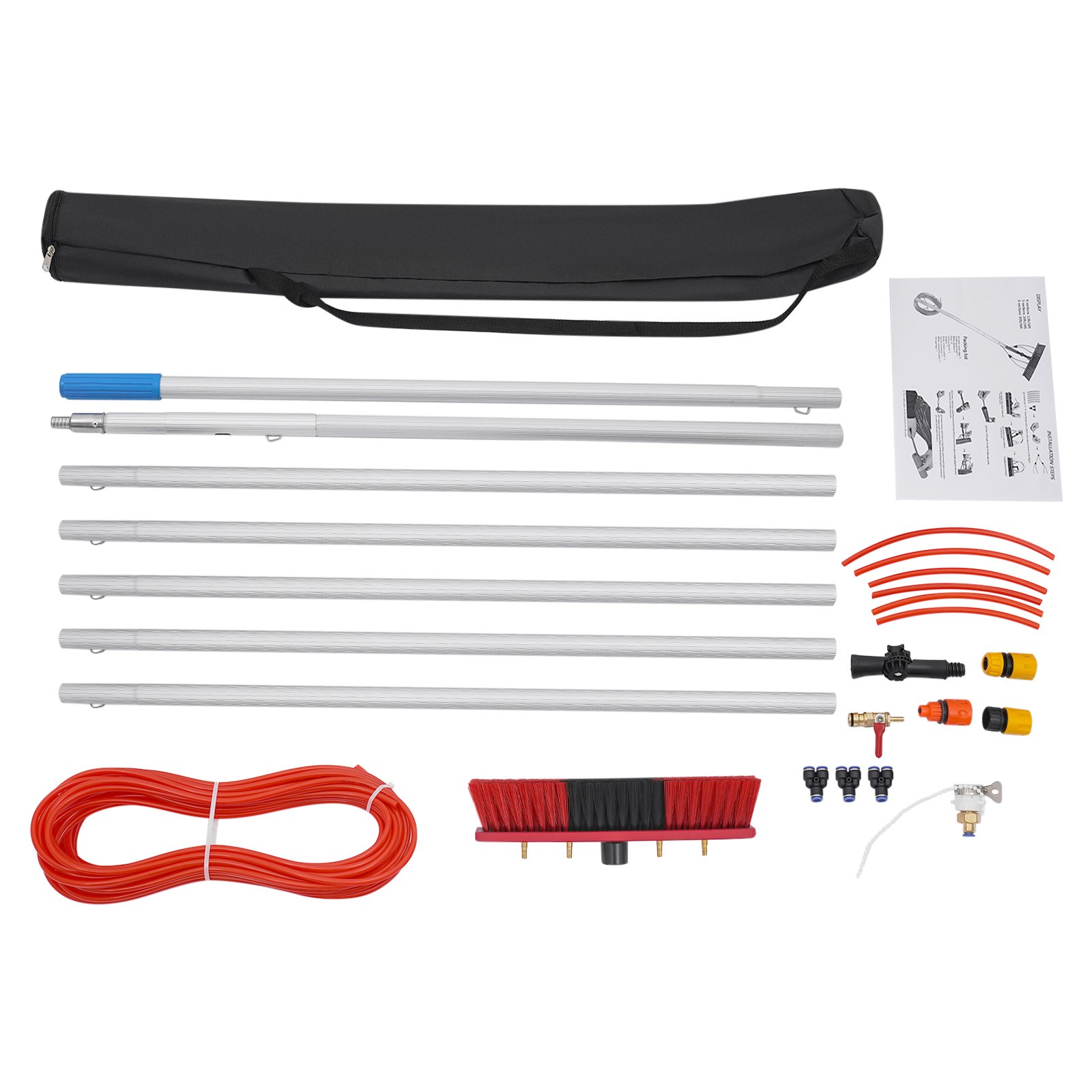 23FT Solar Panel Cleaning Brush Outdoor Window Adjustable Pole Cleaning Kit
