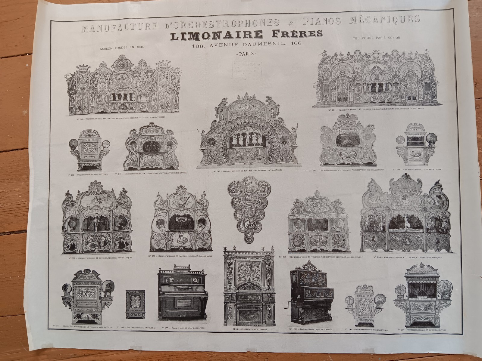 Vintage Re-Print - 30" X 23-1/2" - Limonaire Organ Poster - Rare / HTF  Print