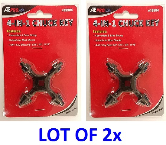 LOT OF 2 Chuck Key 4 in 1 Fit Drill Power Tool Universal Cordless FREE SHIP