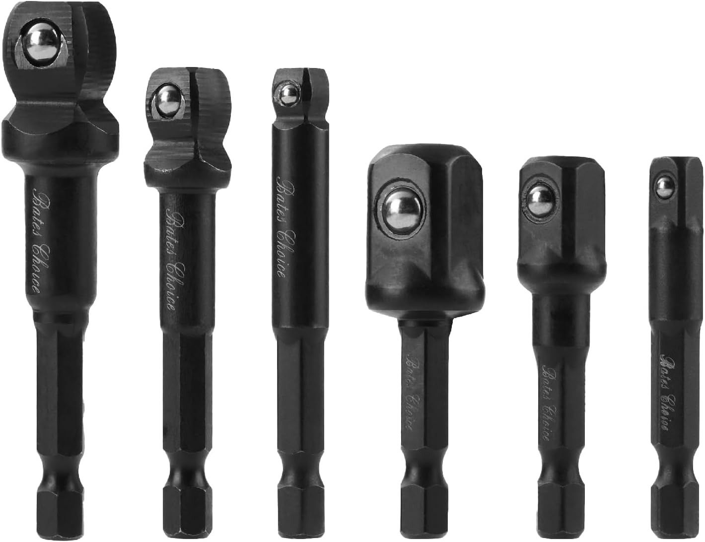6 Pcs Wobble and Straight Impact Socket Adapter 2", 2-1/2" & 2-3/4" Long, 1/4"