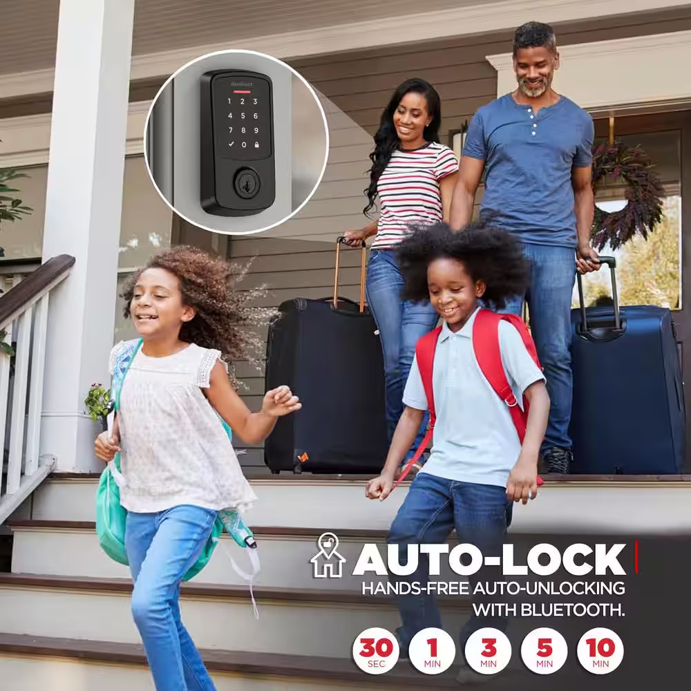Aura Reach Matte Black Bluetooth + Matter over Thread Enabled Smart Lock Deadbol