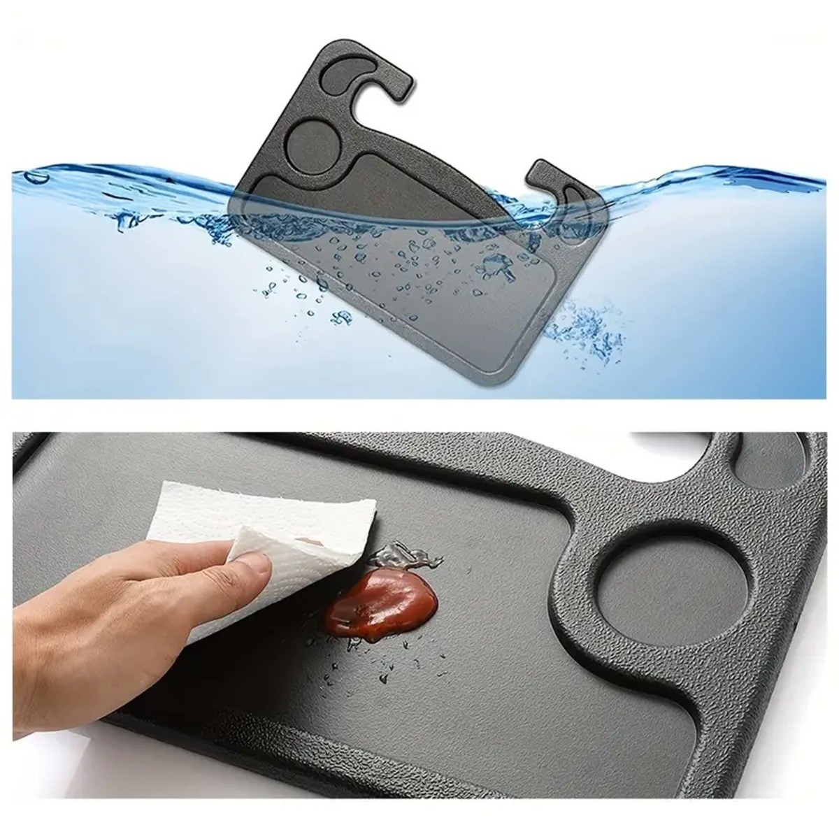 Multifunctional Car Steering Wheel Table Tray, Plastic, Black