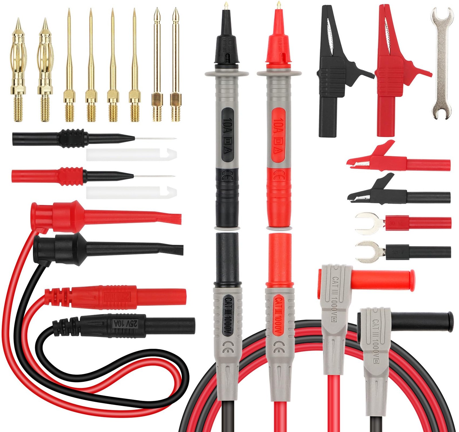 SWANLAKE 27-Piece Multimeter Test Leads Set, CAT.III 27PCS, 27PCS Red&Black