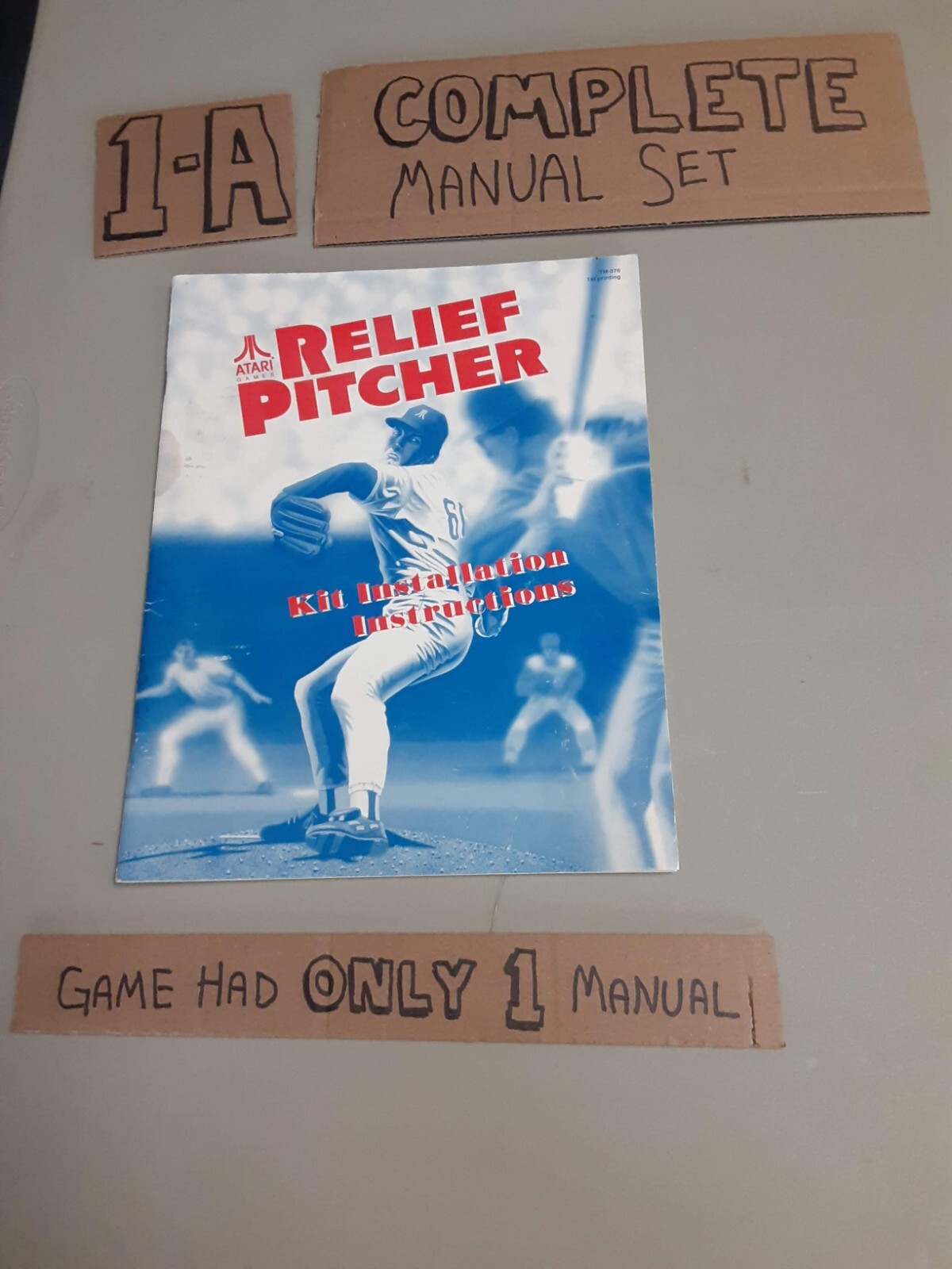 Original Arcade Manual: RELIEF PITCHER (kit) - ATARI - 1992 - FREE SHIPPING