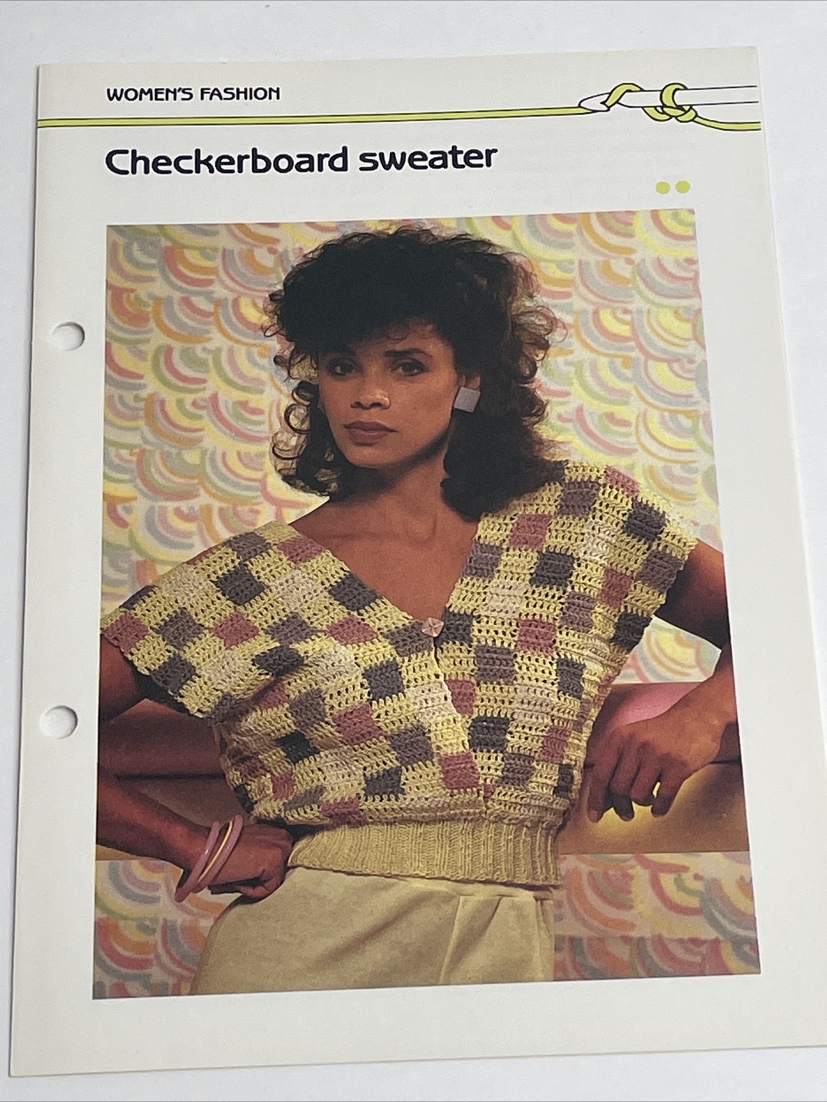 Marshall Cavendish Womens Checkerboard Sweater  Crochet Pattern