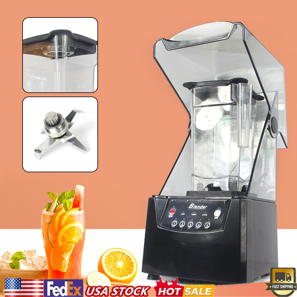 2600W Heavy-duty Commercial Blender With Shield Quiet Sound Enclosure 1.8L 110V