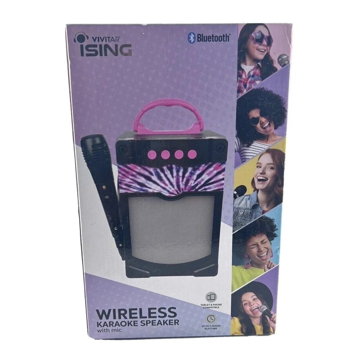 Vivitar iSing Wireless Bluetooth Karaoke Speaker w/ Microphone Pink Black NEW