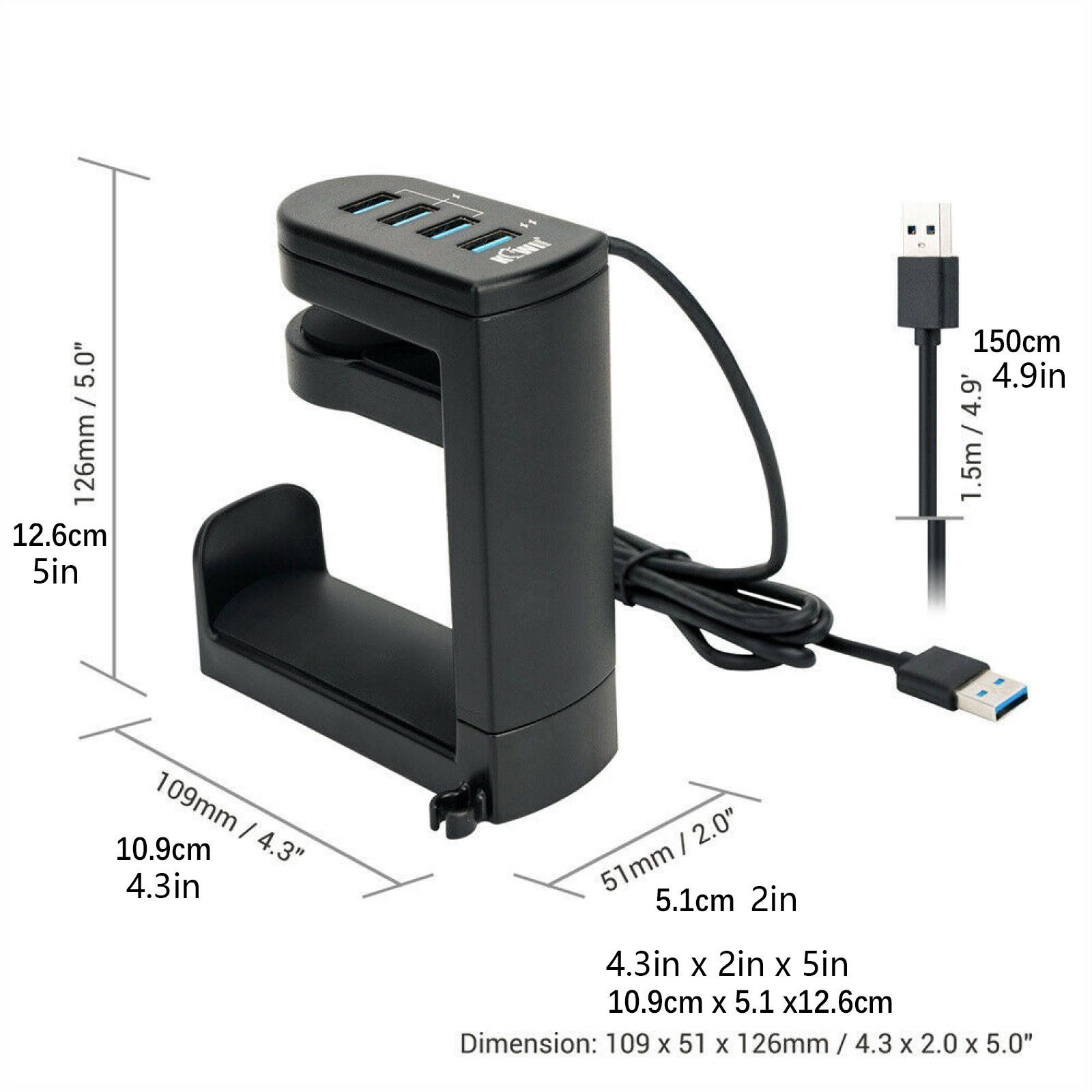 360° Rotation Headset Holder Earphone Storage Hook Stand 4-Port USB Data Hub vv