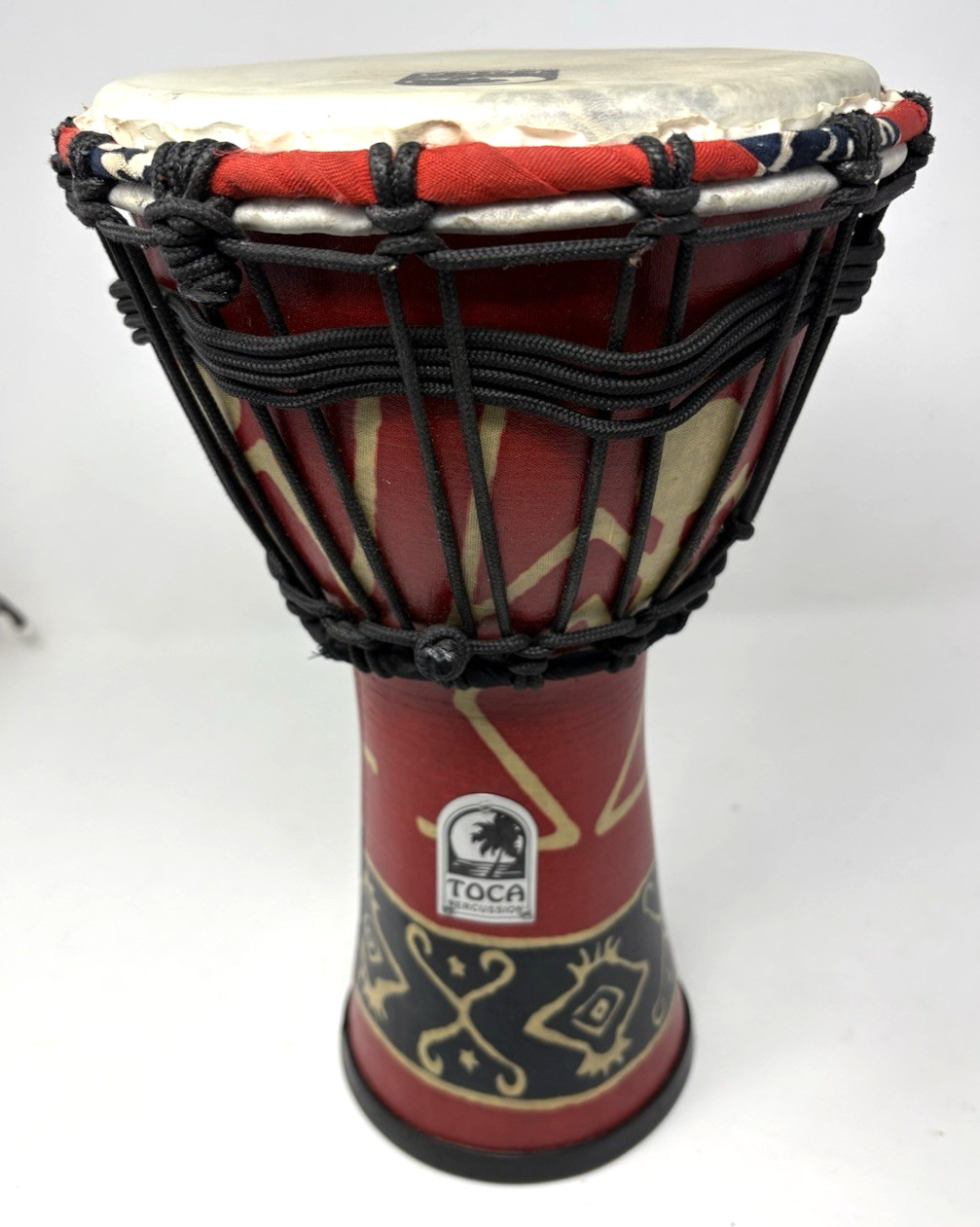 Toca 7 Inch Hand Percussion Freestyle Rope Tuned Djembe Drum Bali Red Hand Drum