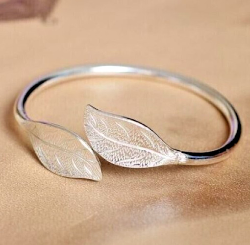 Women's Day Gift Adjustable Solid Metal Charm "LEAF" Toe Ring 925 Silver