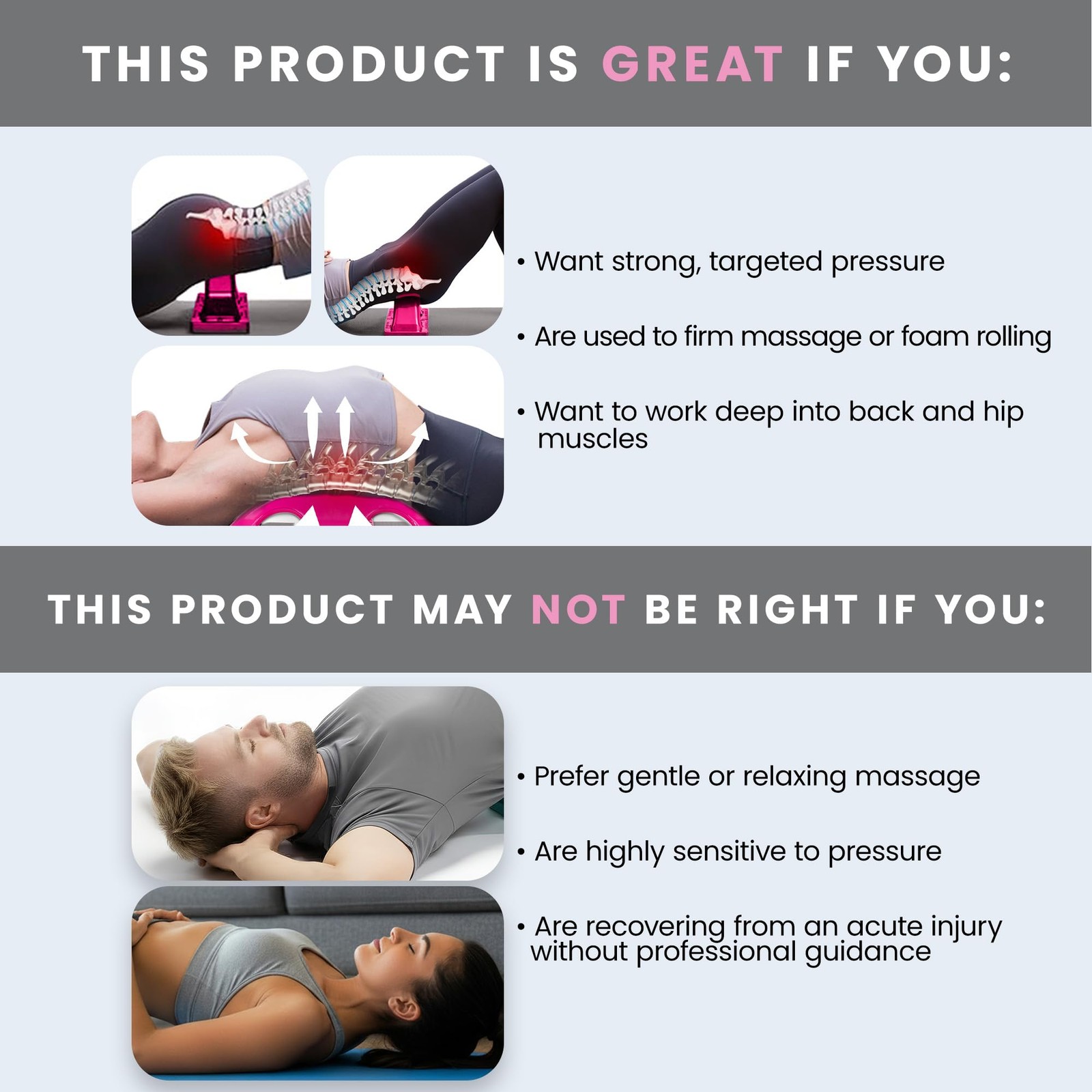 Thrival Wave - Fully Adjustable Psoas, Back and Hip Flexor Wave, Pink