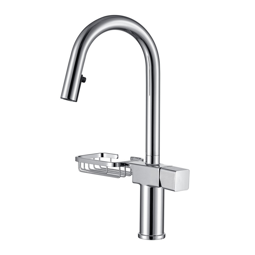 High Arc Pull Down Kitchen Faucet Single Hole Stainless Steel Modern Sink