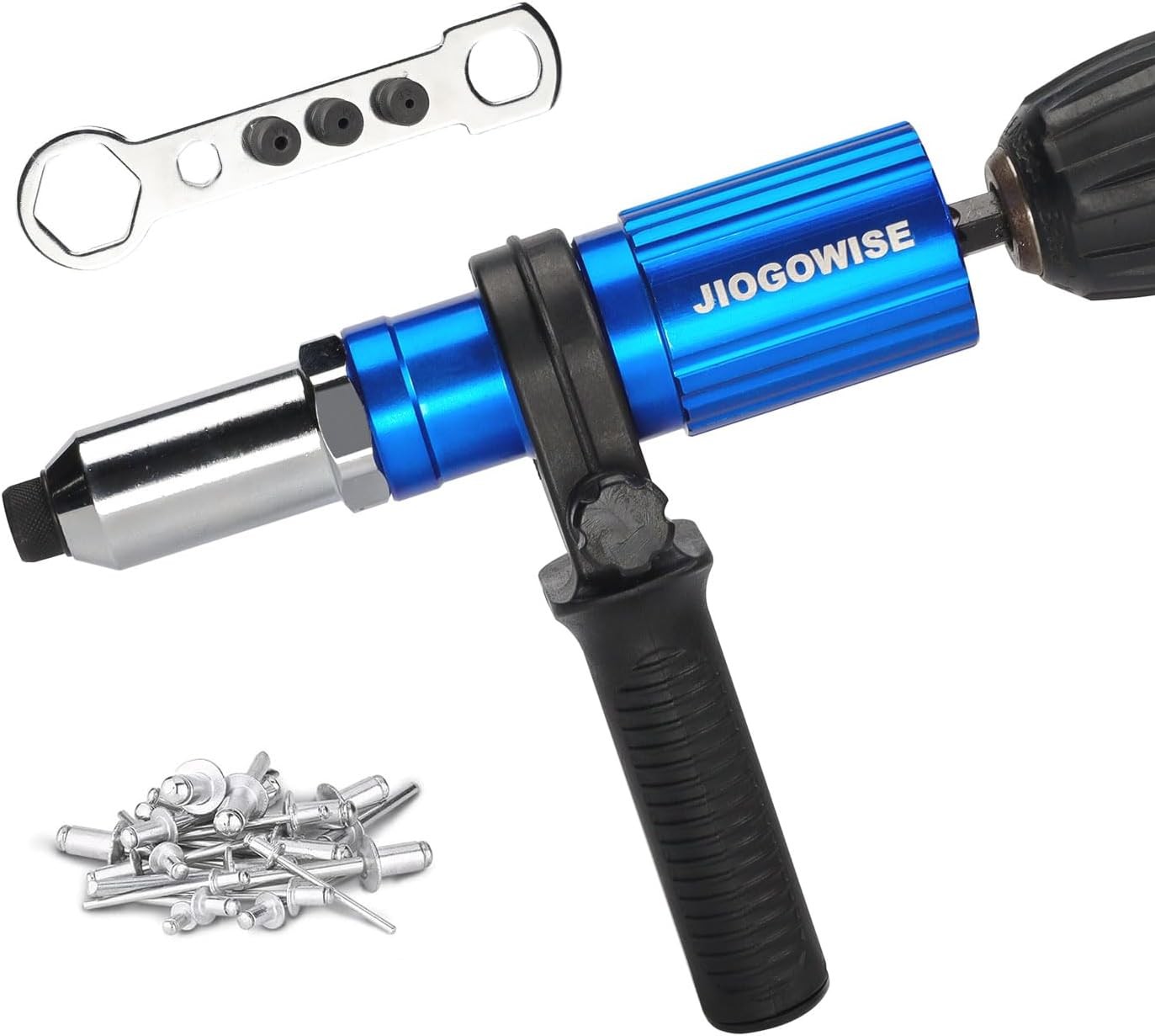 JIOGOWISE Professional Rivet Gun Adapter Kit,Electric Power Drill BLUE