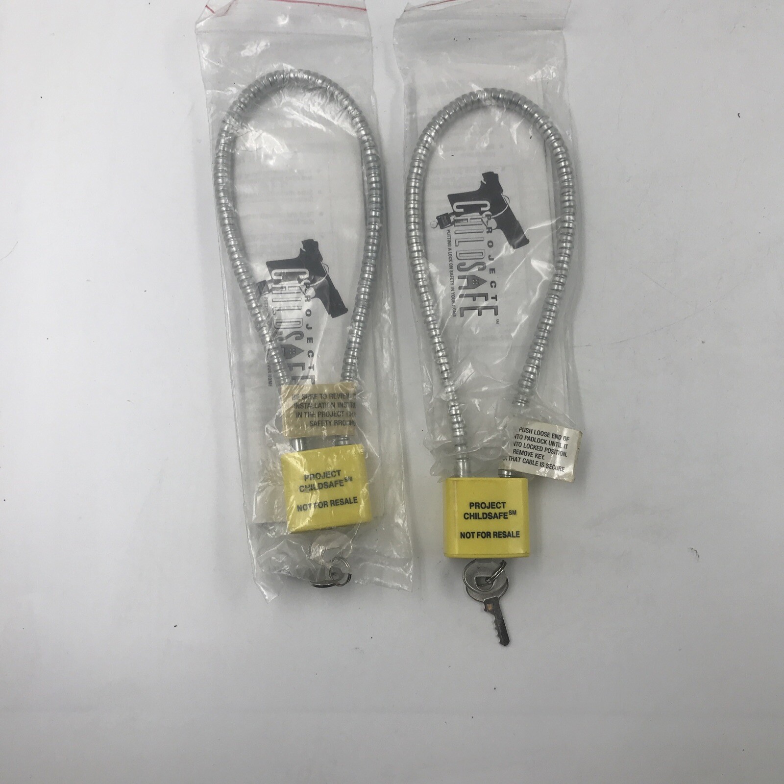 2 Gun Locks Trigger Pistol Shotgun Rifle Project Child Safe Steel Cable w/keys