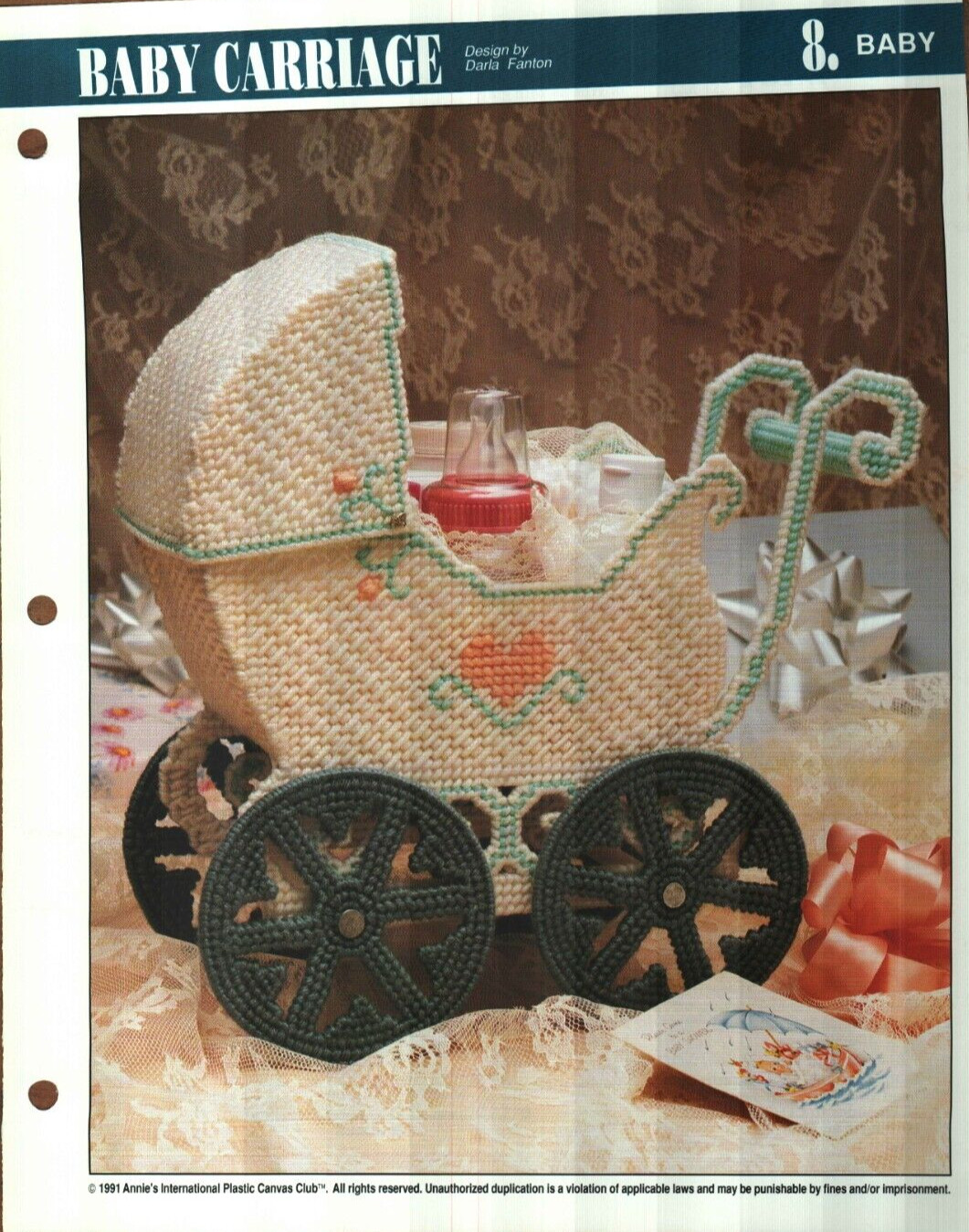 NEW BABY CARRIAGE NURSERY DECOR ANNIE'S PLASTIC CANVAS PATTERN INSTRUCTIONS