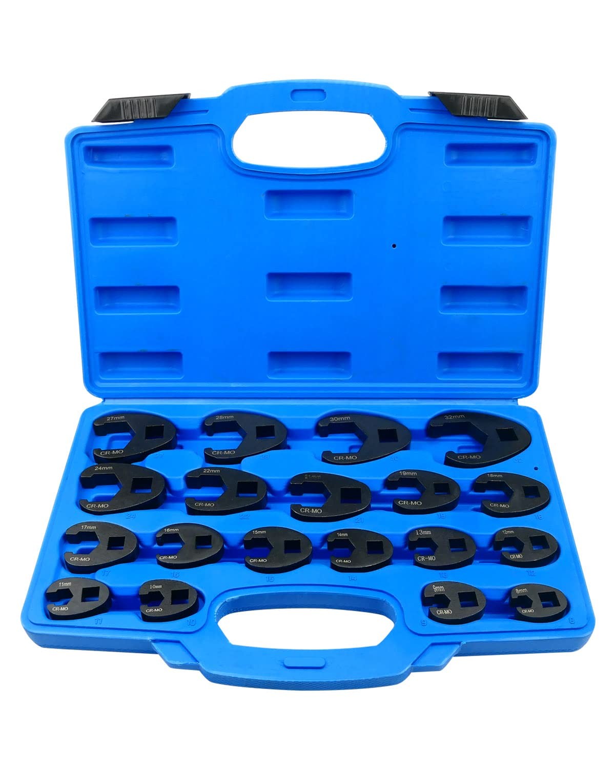 19 PCS 3/8 Inch and 1/2 Inch Crowfoot Flare Nut Wrench Set Metric 8 to 32mm S...