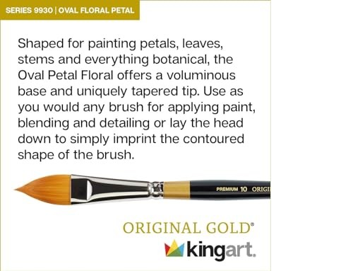 Premium Original Gold 9930-Oval Floral Petal Series Artist Brush, 2 Black
