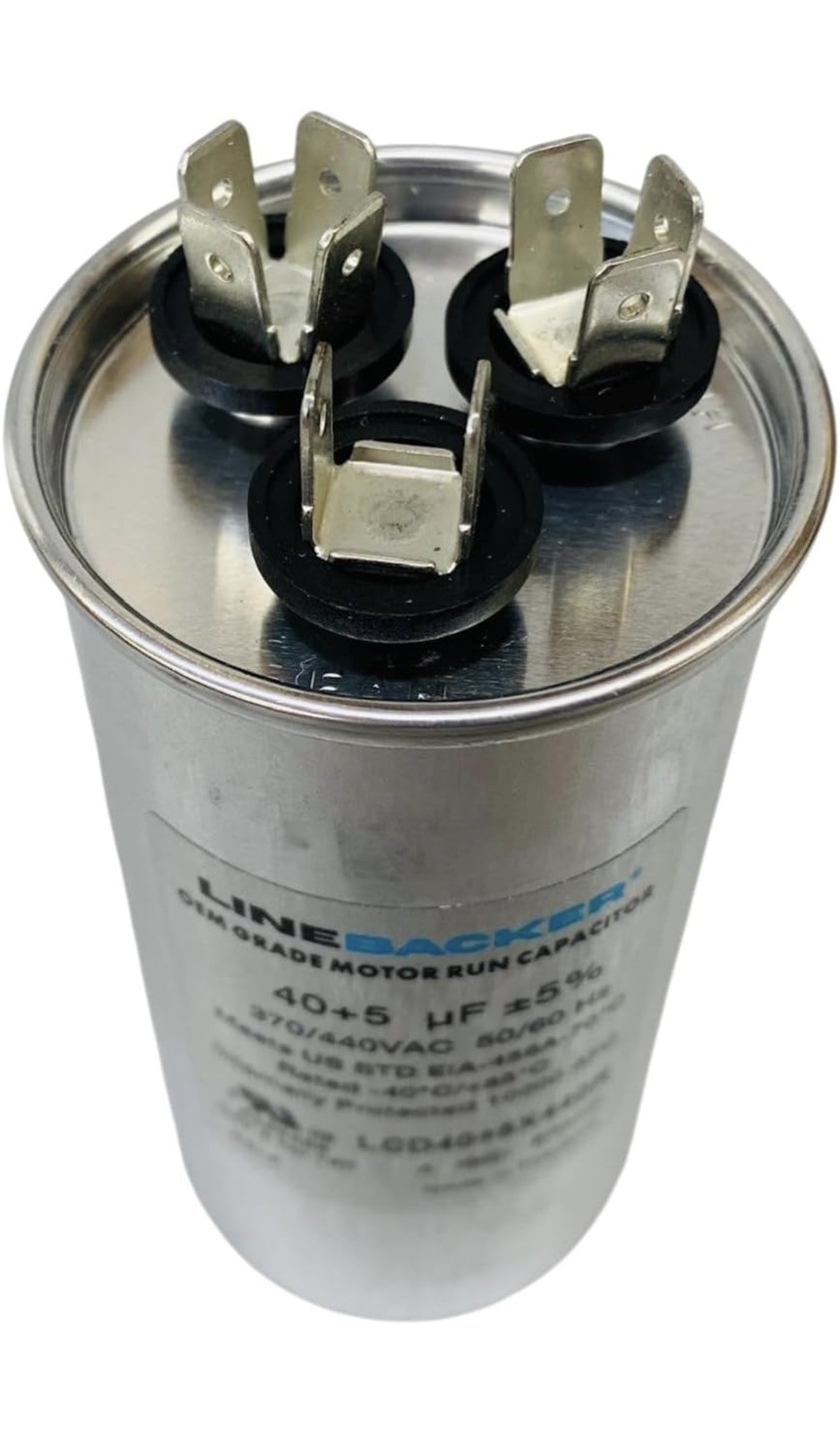 40 + 5 MFD 440V 440 Volt Round Dual Run Capacitor AC HVAC 40/5 Replaces 370V New
