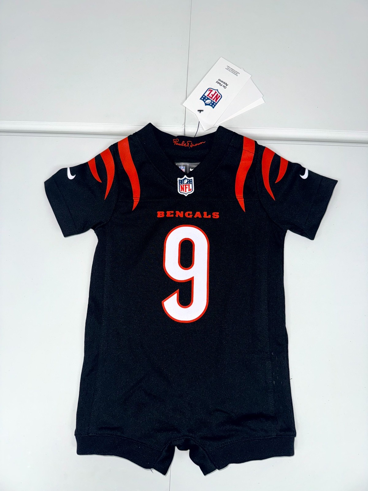 Cincinnati Bengals Football Romper Jersey Infant Black Nike Joe Burrow #9