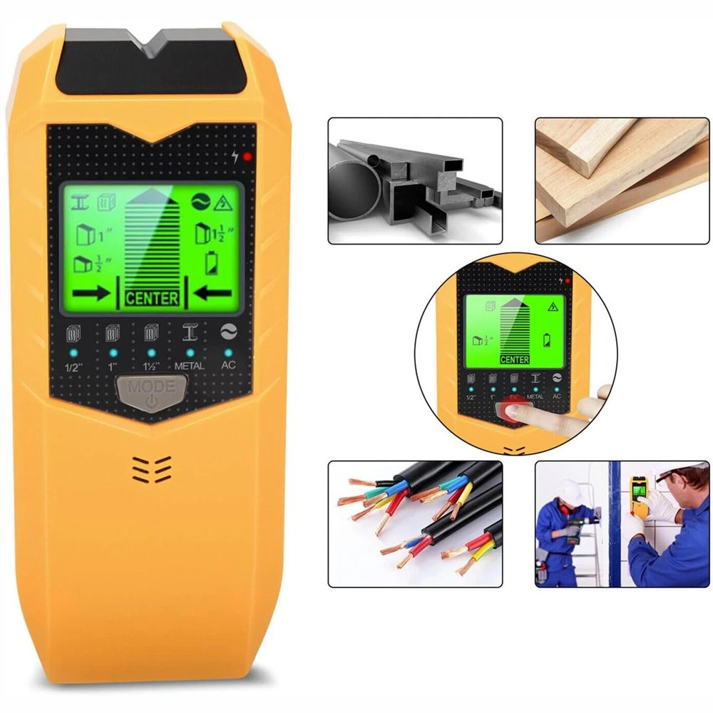 5 In 1 Stud Finder LCD Display Detector Wall Scanner For Wood AC Wire Metal Pipe