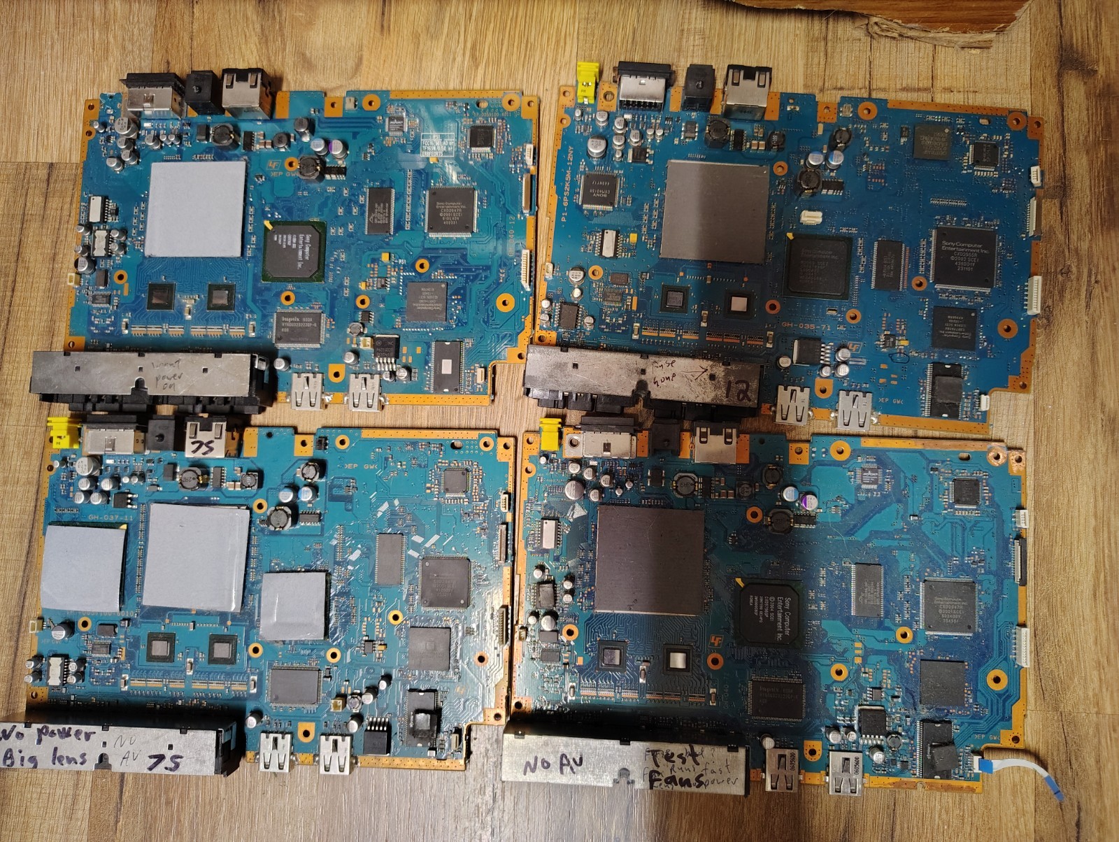 Sony PS2 Slim Motherboard Lot Of 4 Various Models  No AV Power  Part Or Repair