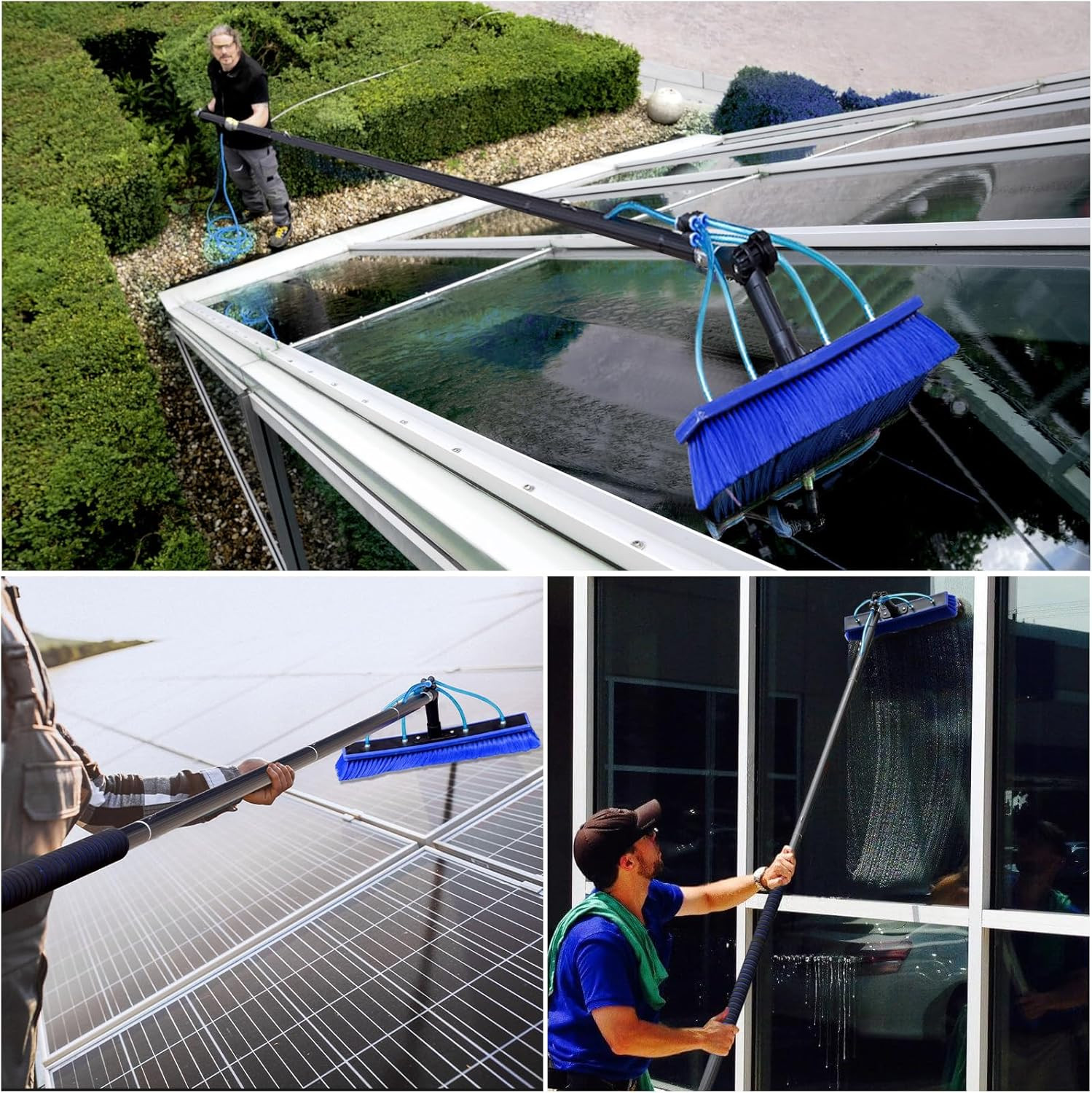 Solar Panel Window Cleaning Brush and Pole, 40FT Adjustable Window Cleaner Brush
