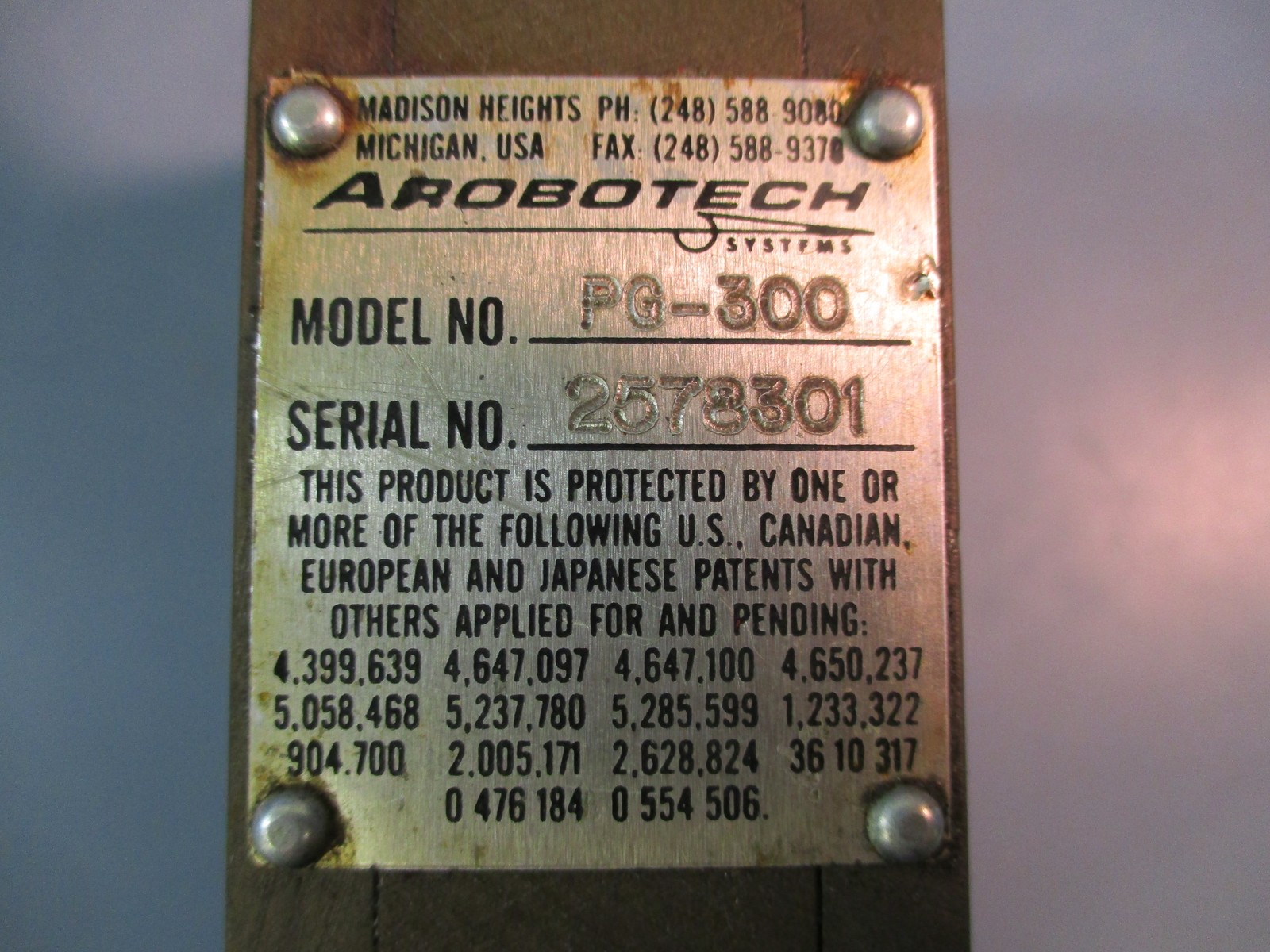 Used Arobotech Parallel Gripper PG-300 100Psi