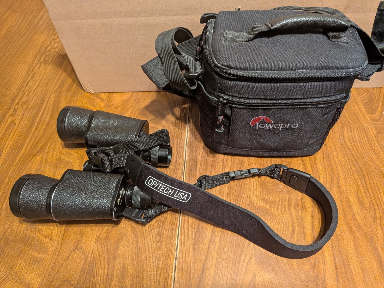 Binolux Binoculars 7x50 372ft at 1000yds w/case + OP/TECH USA BINOCULAR STRAP