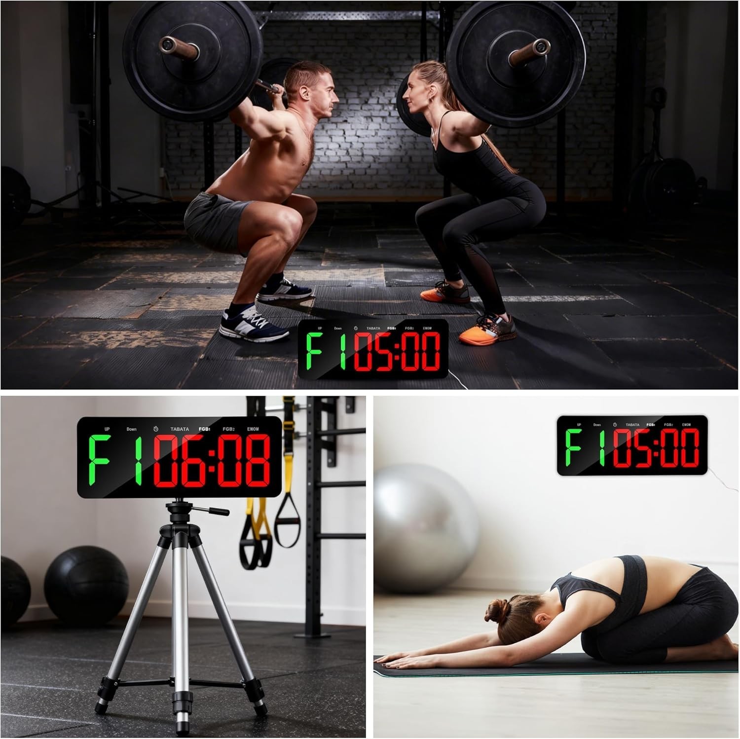 Workout Timer Clock with Remote Control Countdown Stopwatch Large Interval