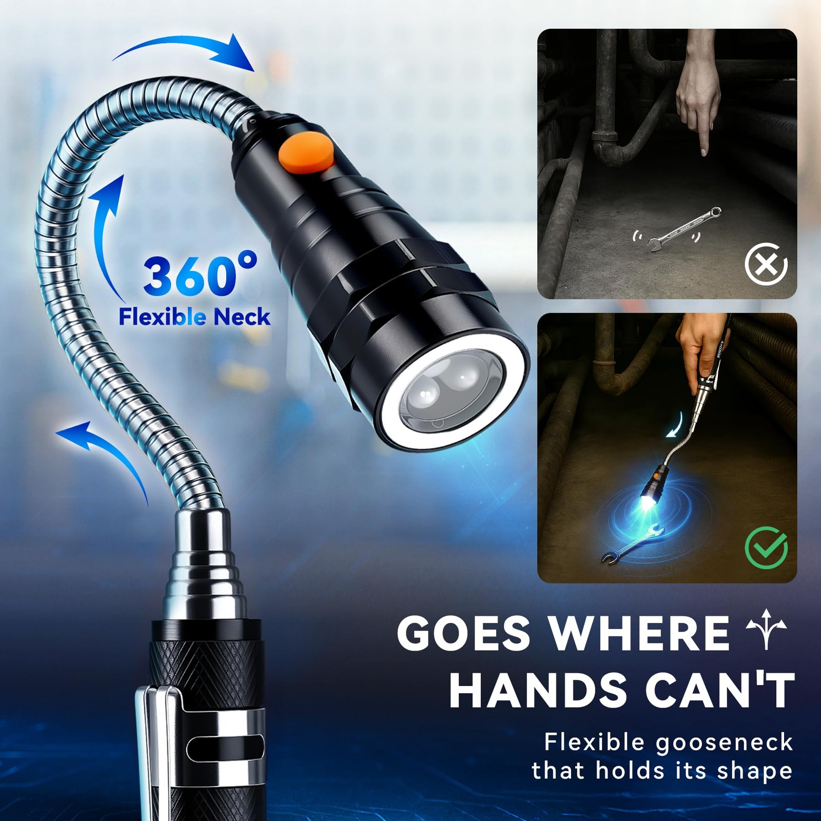 VIBELITE Extendable Magnetic Flashlight with Telescoping Magnet Pickup Tool- Dad