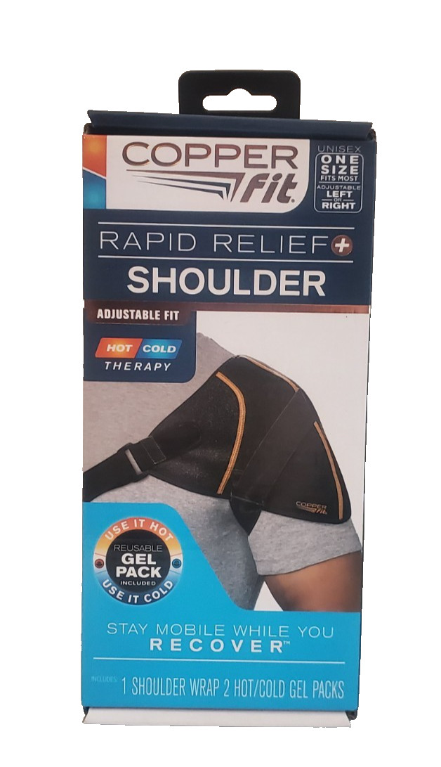 Copper Fit Rapid Relief Shoulder Wrap  One Size Fits Most. Hot Or Cold Gel.