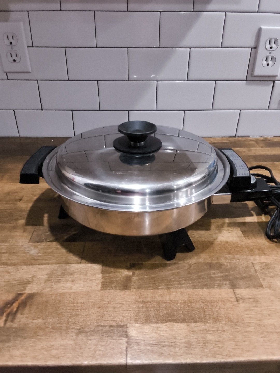 Vintage Lifetime Webalco Stainless Steel Electric Skillet Immersible + Lid WORKS
