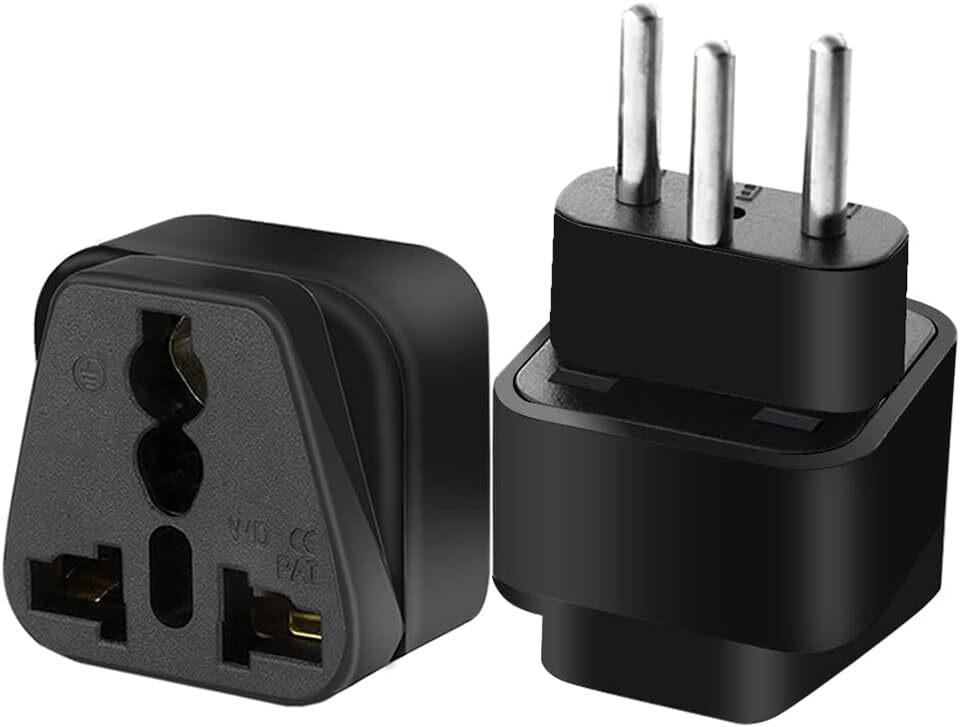 (2pack) Switzerland Standard 3 pin Plug to a Variety of National Socket Black