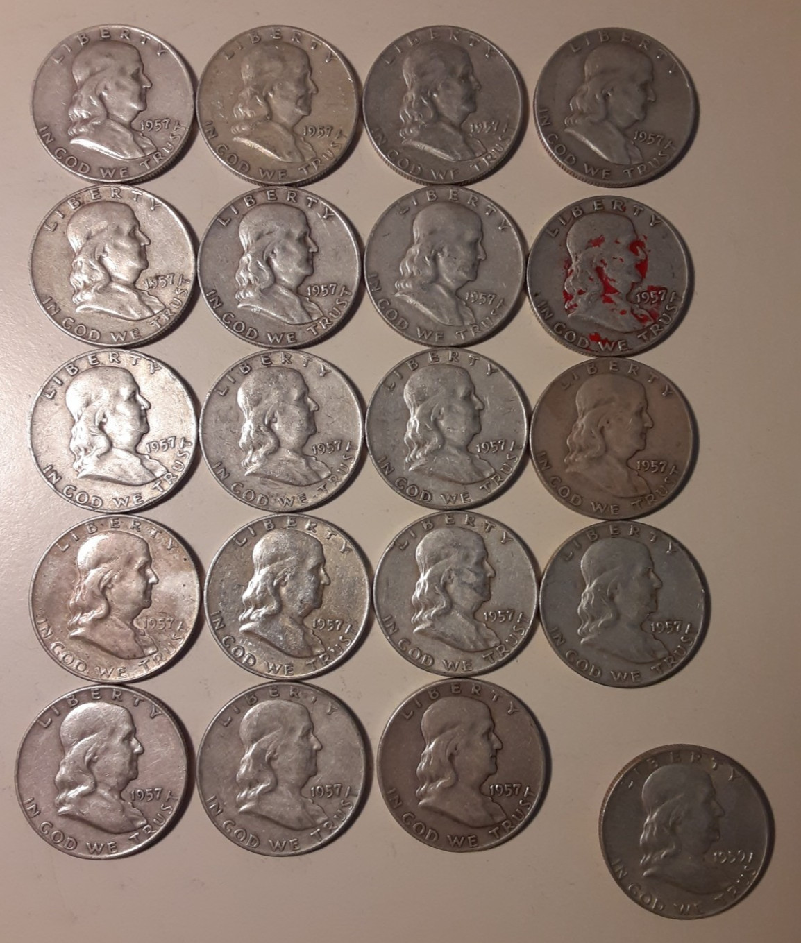 $10 Face Value 90% Silver Franklin Half Dollars 2 dates+various grades (#7-RDF)