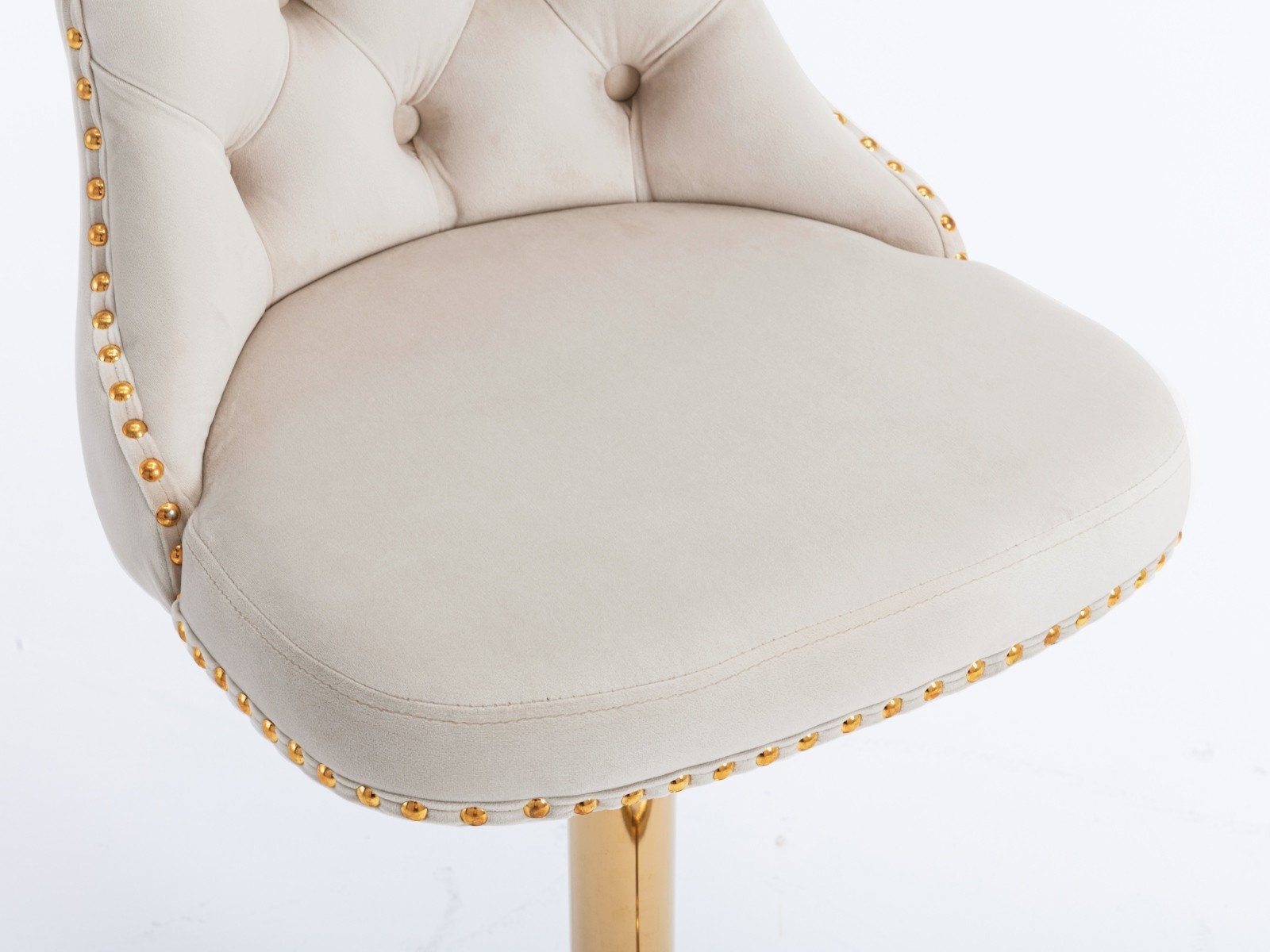 Golden Swivel Velvet Barstools Adjusatble Seat Height From 25-33 Inch