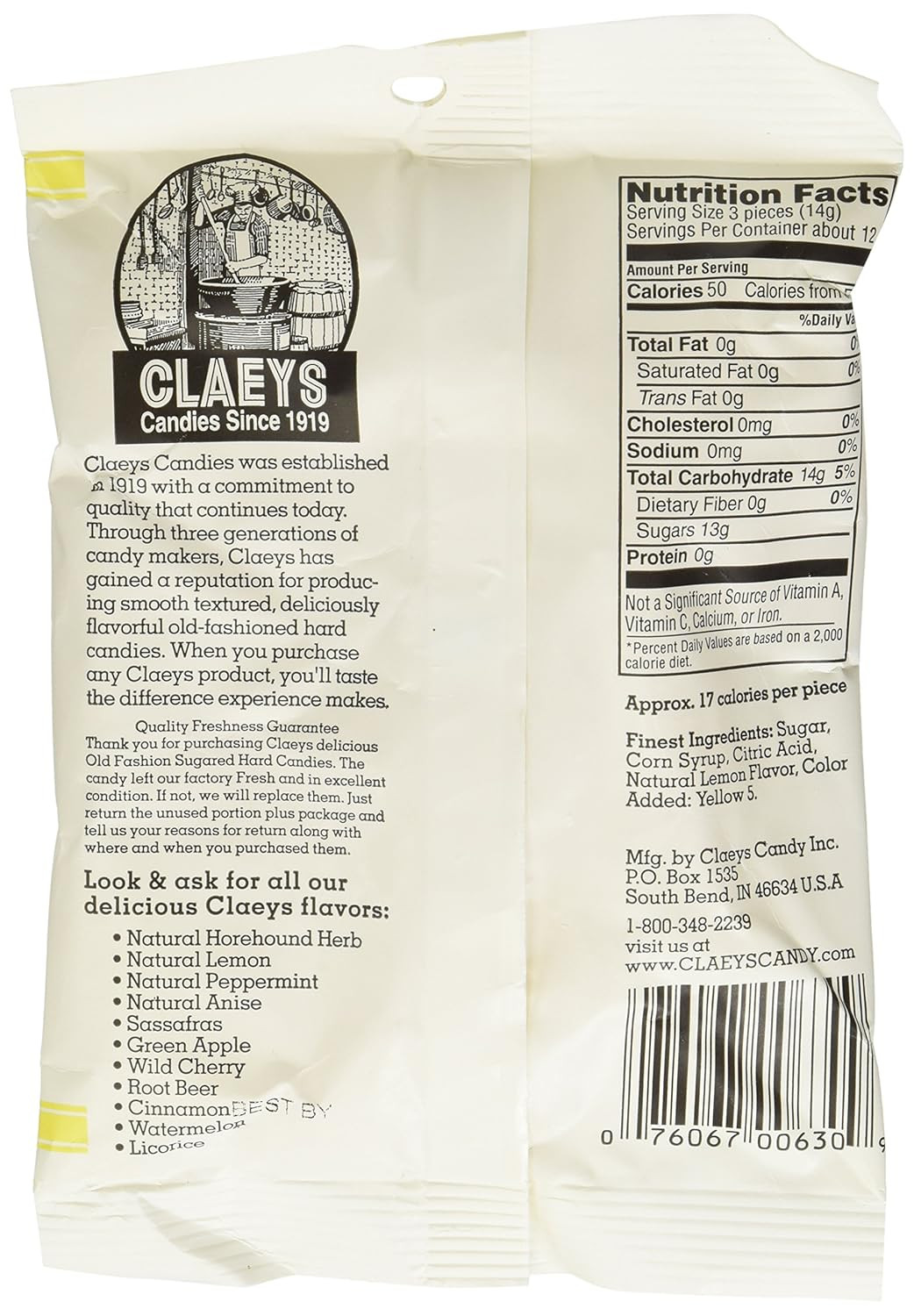 Claey'S Candies Lemon Drop Hard Candy, 6 Package Deal