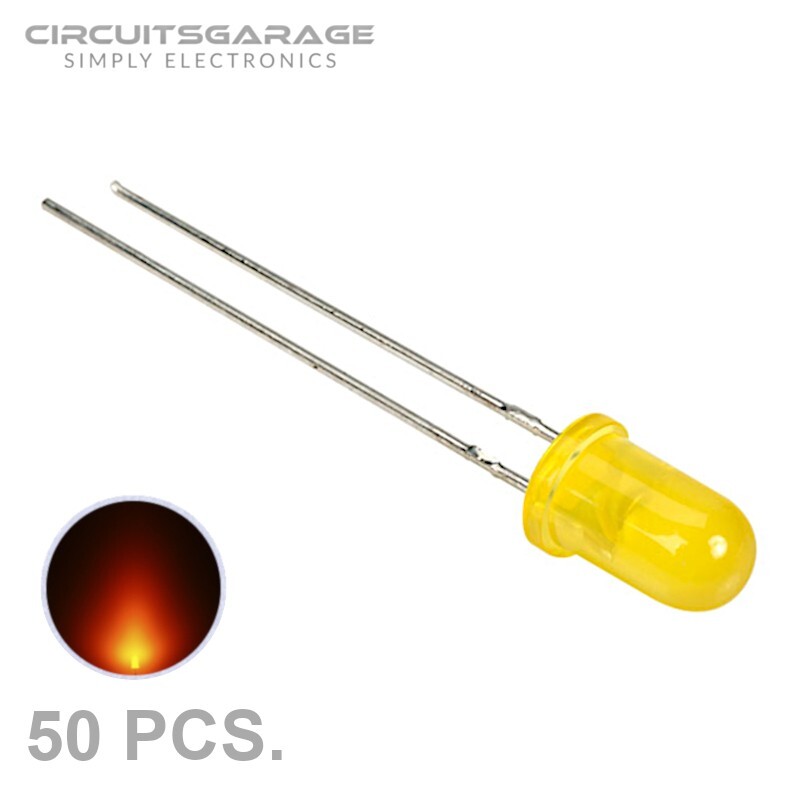 50 X 5mm Bright Colored Yellow Light Emitting Diode LED Bulb - USA