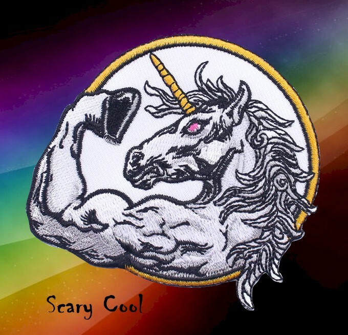 New Unicorn Muscle On Horror Embroidered Gothic Motorcycle Biker Patch