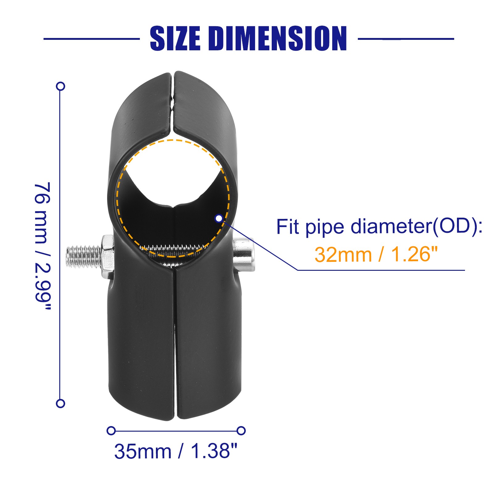 10Pcs Structural Pipe Connector T Pipe Clamp Connector 1-1/4"(32 mm) Black