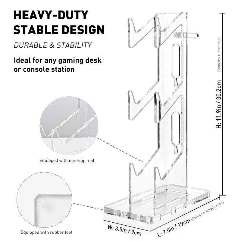 3-Tier Transparent Controller Display Stand, Universal Holder for Xbox