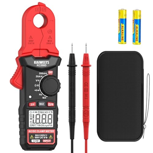 Digital Clamp Meter with Round Jaw, Automotive Multimeter, NCV, 2000 Counts,