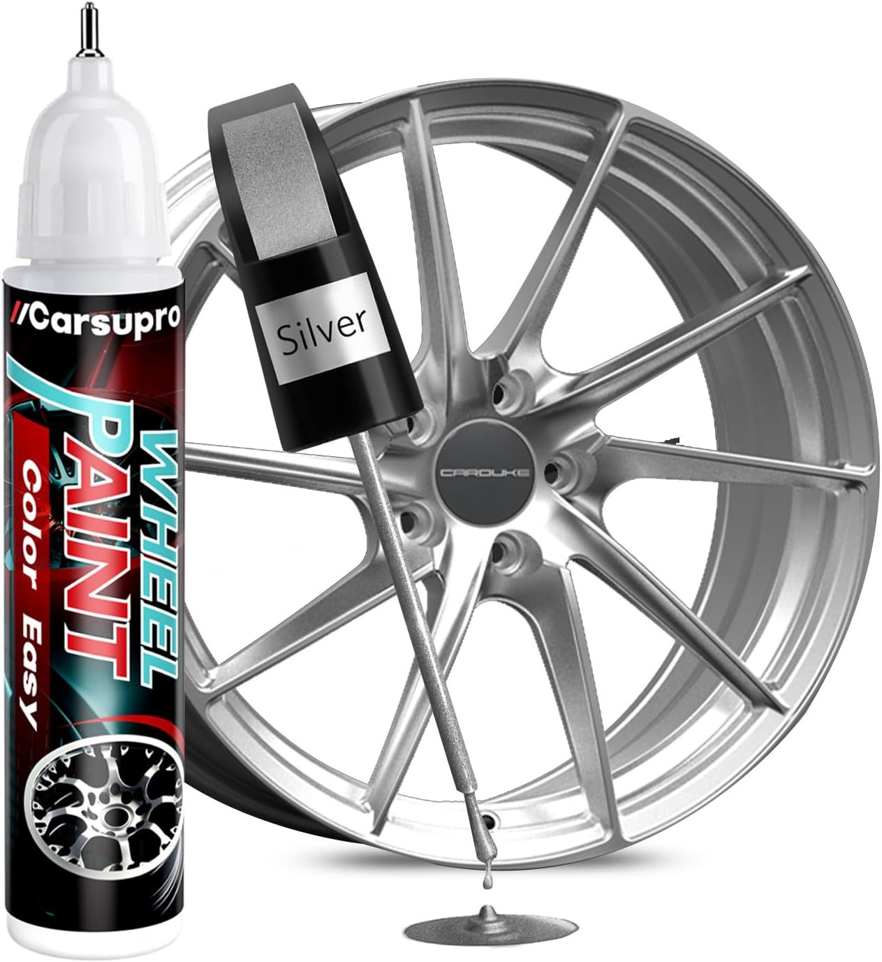 Silver Rim Touch Up Paint. Wheel Scratch 0.35 Fl Oz (Pack of 1),