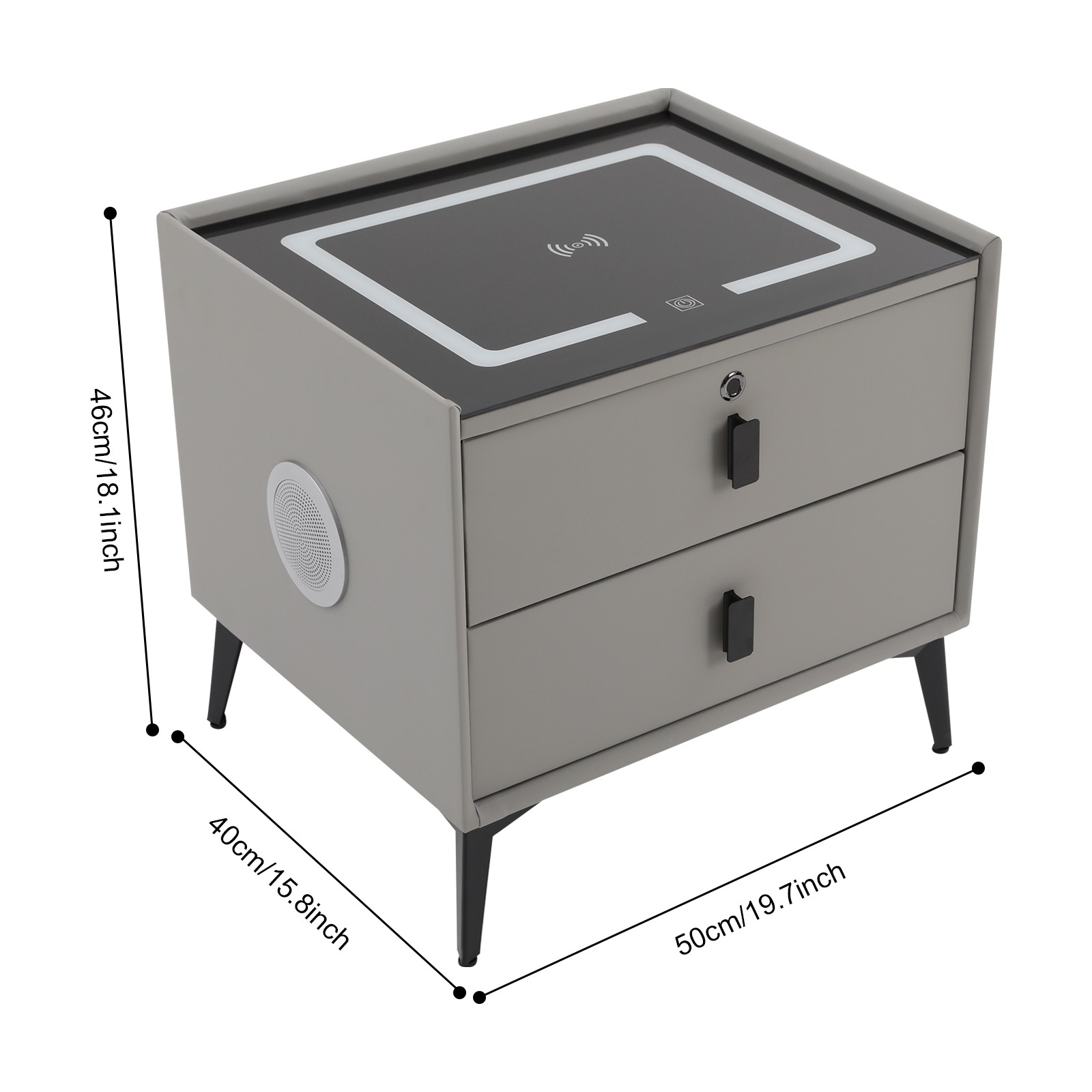 Bedside Table with Drawers, Bedside Table with Light USB& Wireless Charging