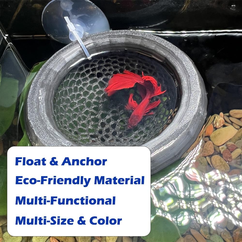 Stoneandegg Floating Betta Hammock Suction Cup Shrimp Cave Betta Fish Feeding