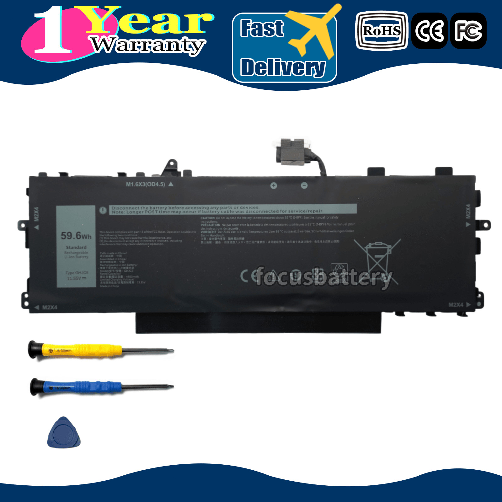 New OEM GHJC5 Battery for Dell Latitude 9420 9430 9420 2-in-1 9430 2-in-1 3VV58
