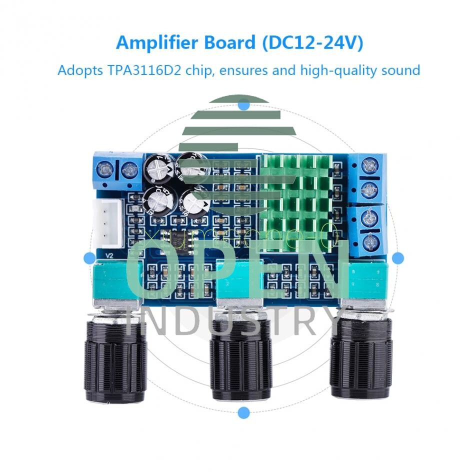 DC 12V~24V 2x80W TPA3116D2 Dual-Channel Stereo Digital Power Amplifier AMP Board