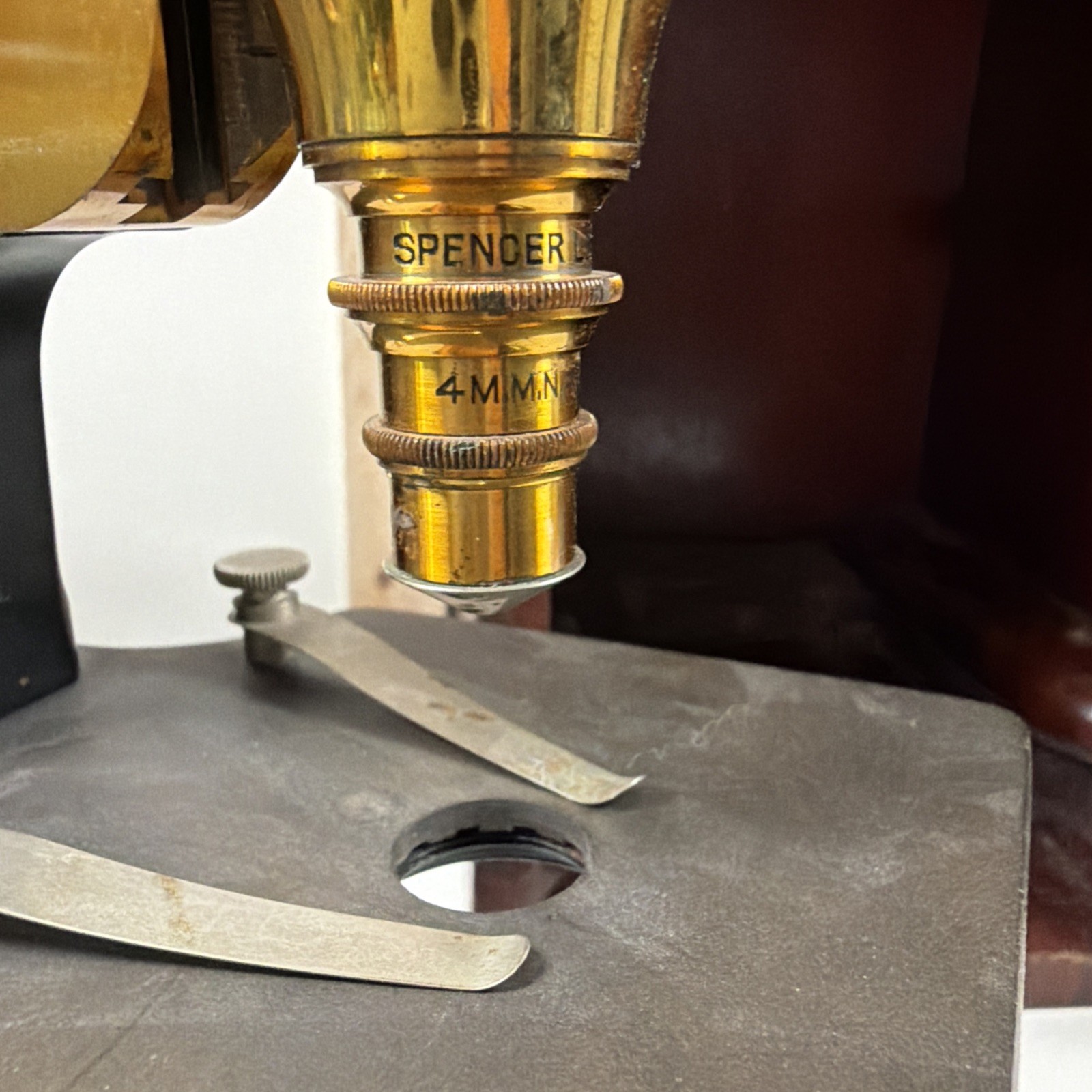 Antique Bausch & Lomb Cast Iron & Brass Scientific Laboratory Microscope