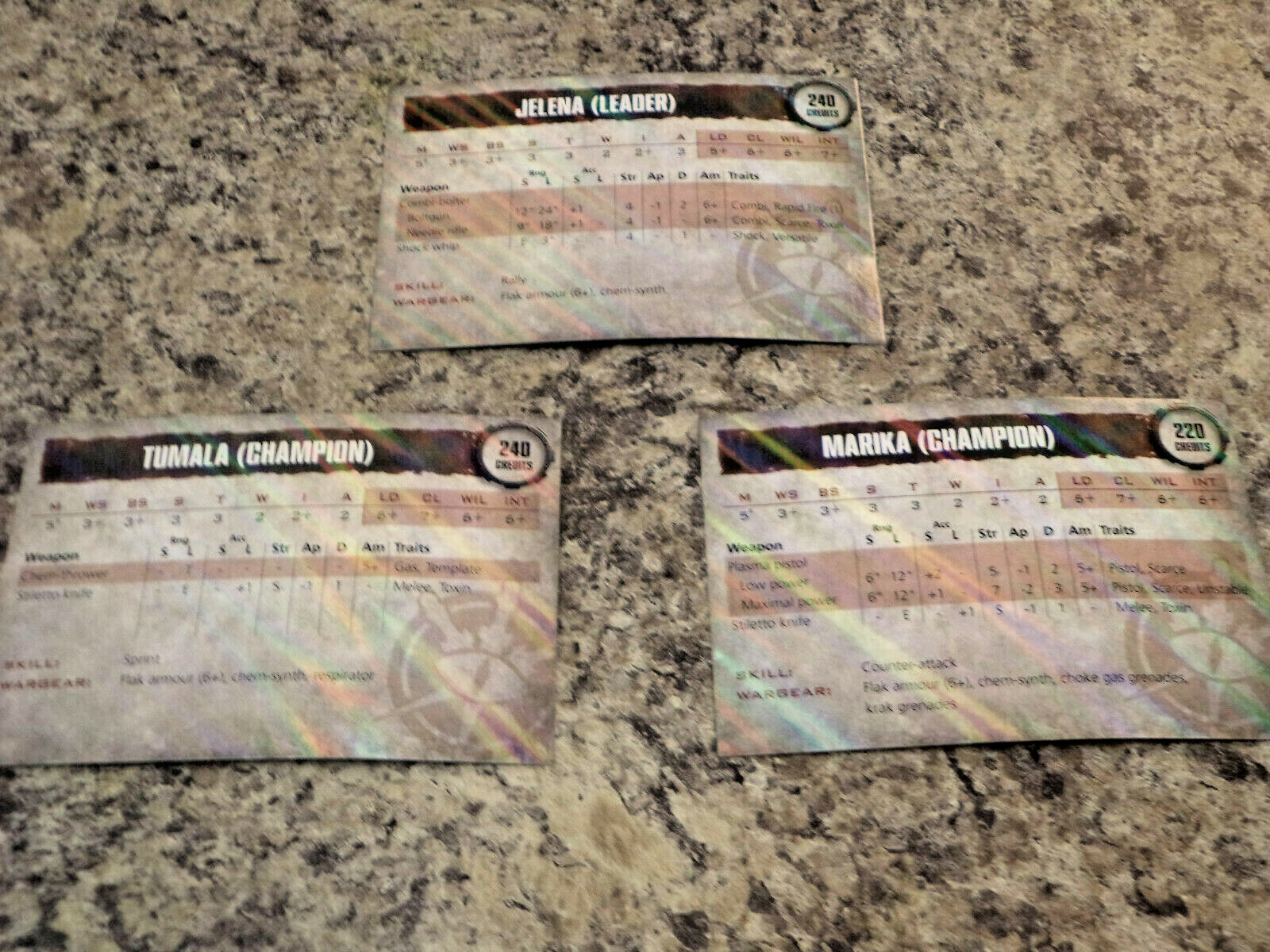 Necromunda Underhive Holo Promo Cards Escher Gang Leader And Champions Warhammer