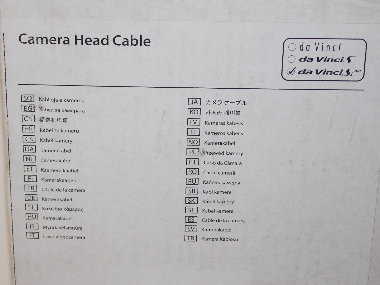 New Intuitive 371868 Robot DaVinci Si Camera Head Connector Cable Cord